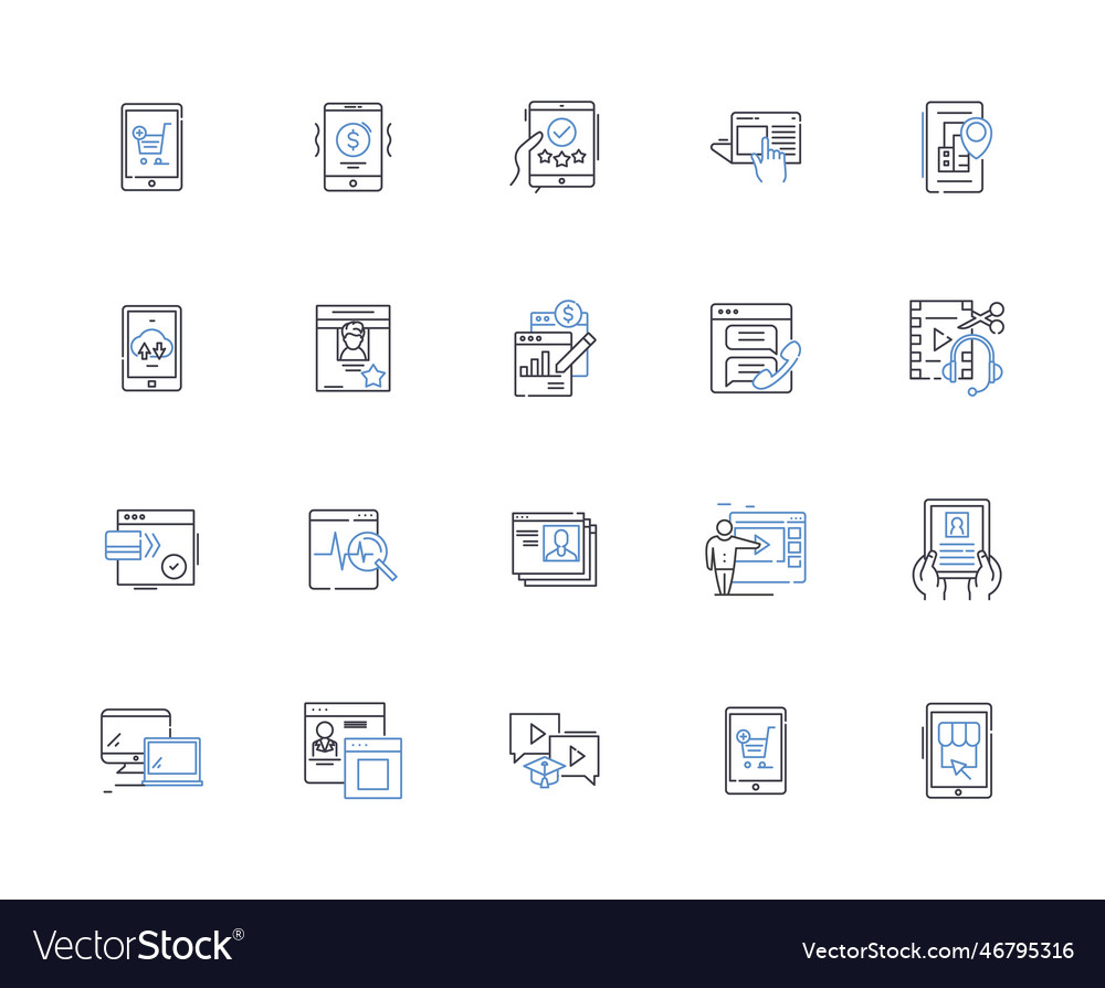Palmtop line icons collection computer vector image Palmtop line icons collection computer