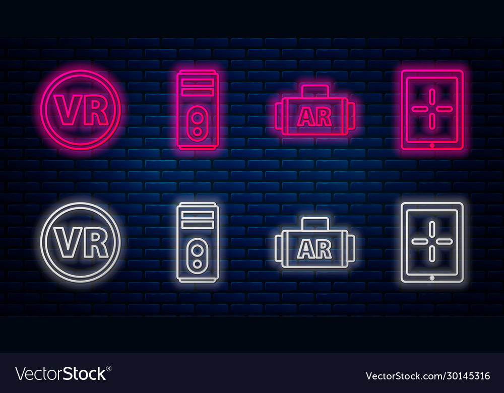 Set line computer ar augmented reality virtual vector image Set line computer ar augmented reality virtual