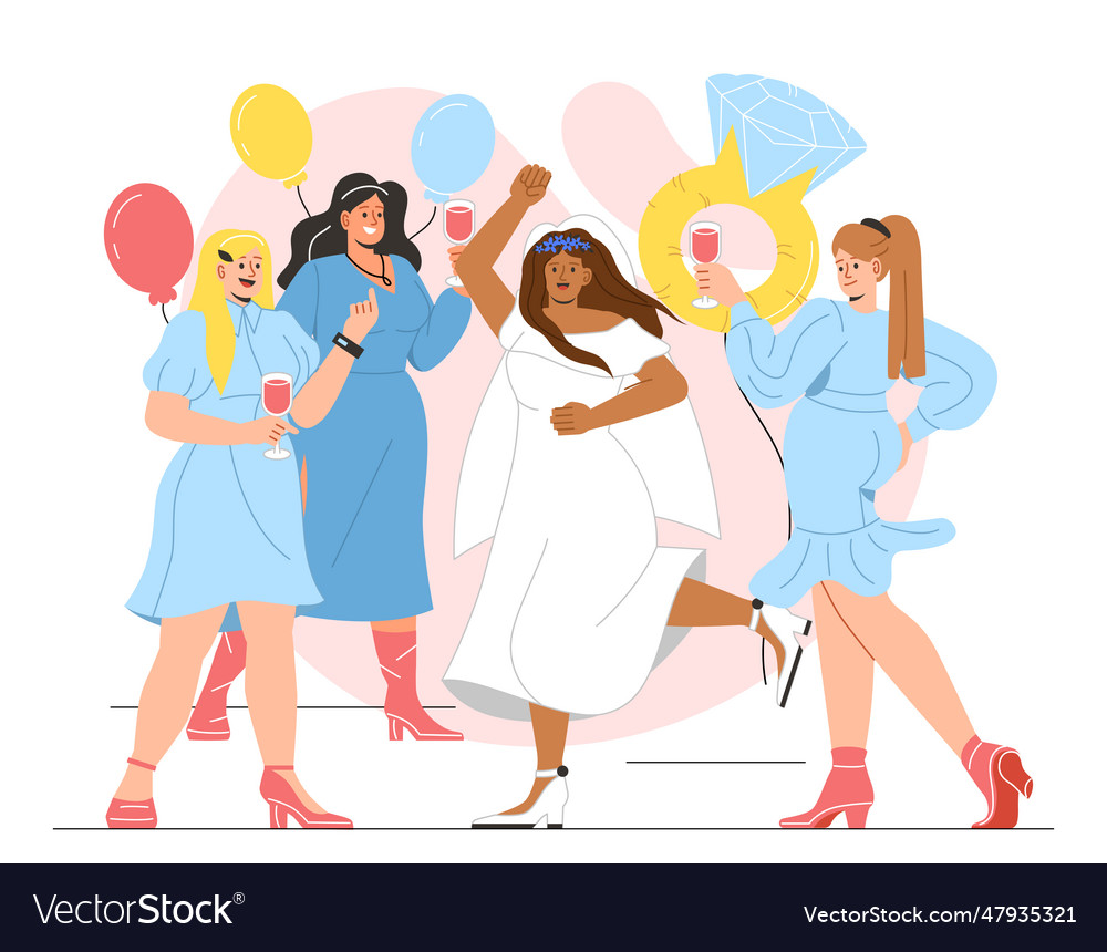 Bridesmaids with bride concept Royalty Free Vector Image