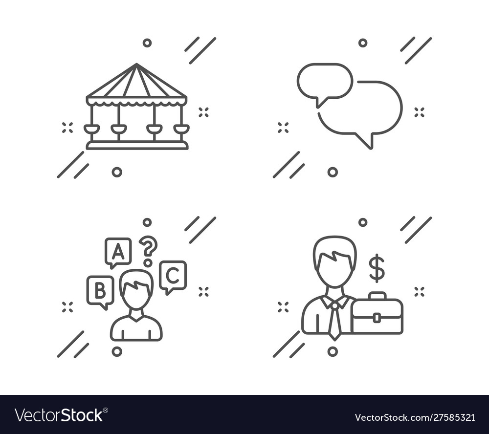 Chat message carousels and quiz test icons set vector image Chat message carousels and quiz test icons set