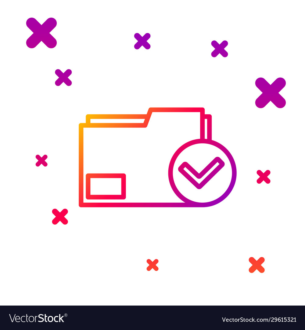 Color line document folder and check mark icon vector image Color line document folder and check mark icon