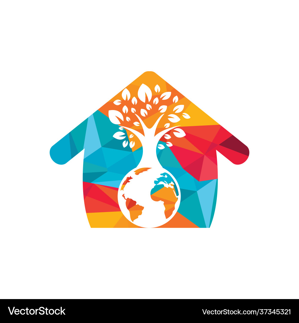 Globe tree with home logo design template Vector Image