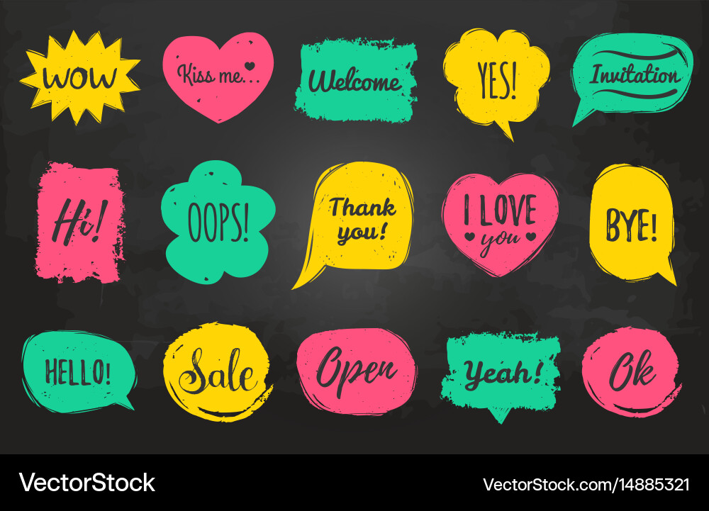 Hand drawn set speech bubbles Royalty Free Vector Image