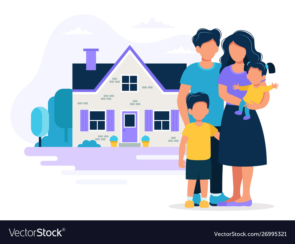 Happy Family With House Concept Royalty Free Vector Image