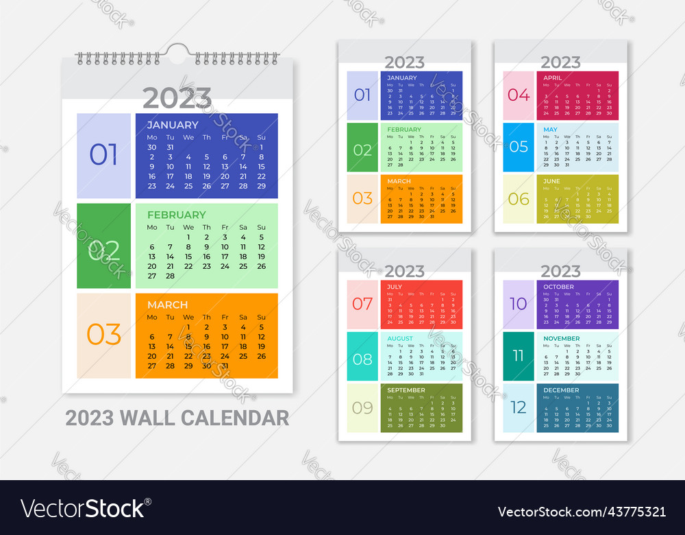 Happy new year 2023 one page wall calendar