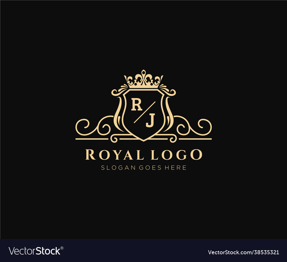 Initial Rj Letter Luxurious Brand Logo Template Vector Image