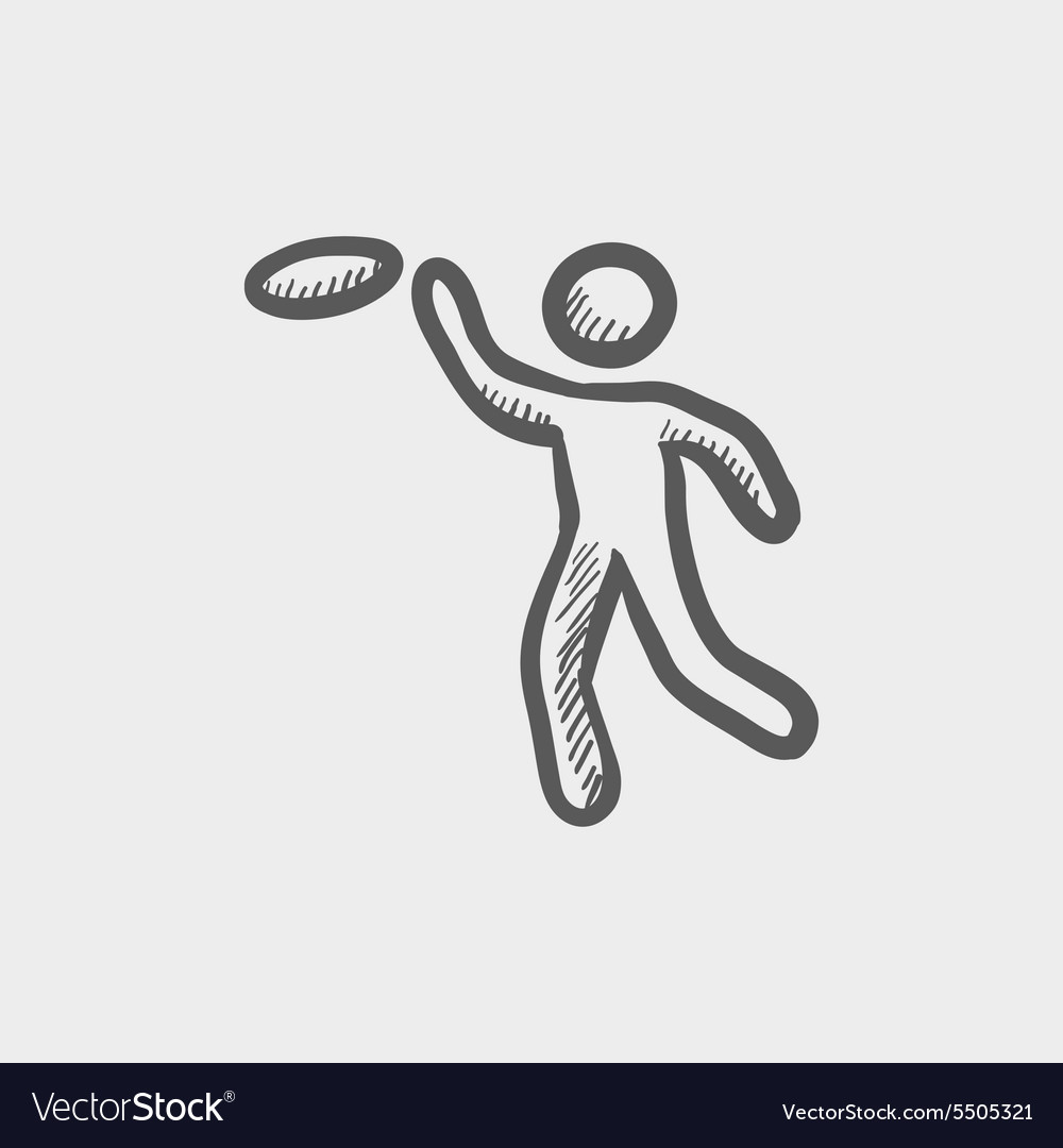 Man catching a flying disc sketch icon