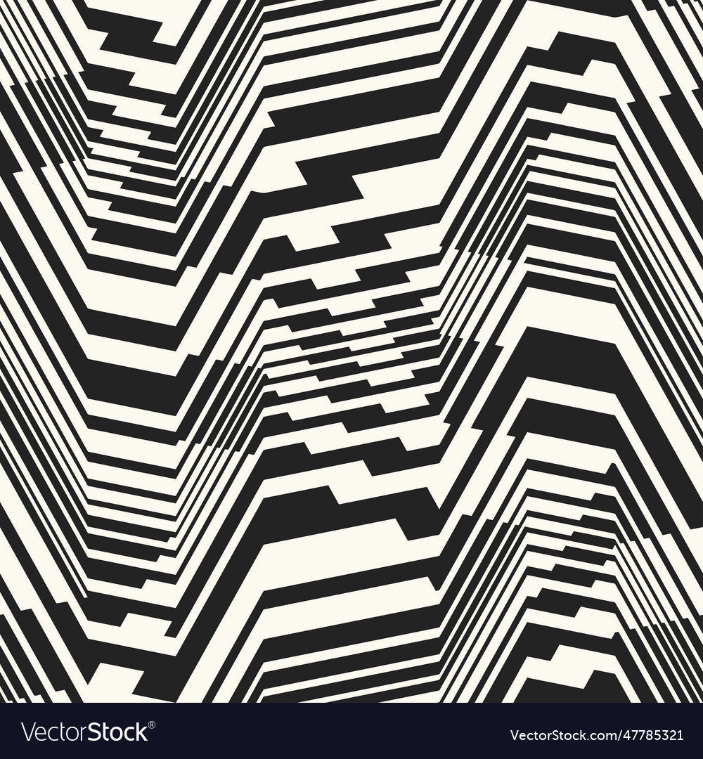 Monochrome moire effect textured zigzag pattern vector image Monochrome moire effect textured zigzag pattern
