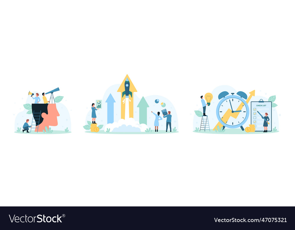 Project development time management set tiny vector image Project development time management set tiny
