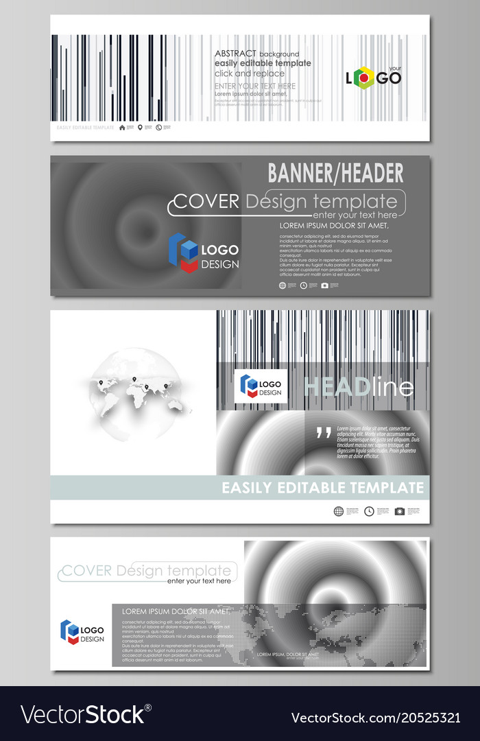 Social Media And Email Headers Set Modern Banners Vector Image