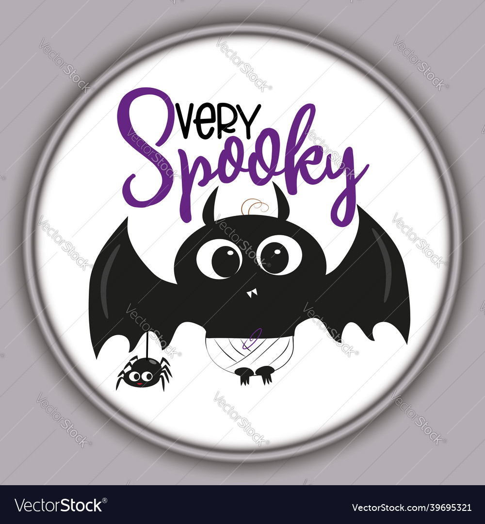 Very spooky funny halloween text with baby bat Vector Image Very spooky funny halloween text with baby bat Vector Image