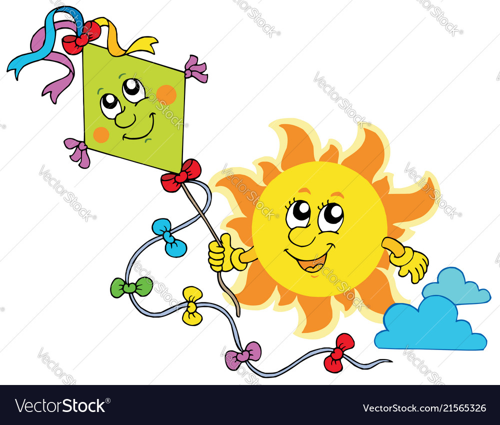 Autumn sun with kite Royalty Free Vector Image