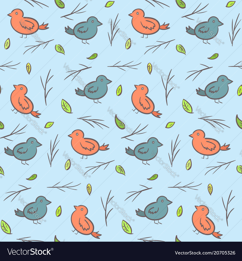 Cute childish pattern with colorful birds Vector Image