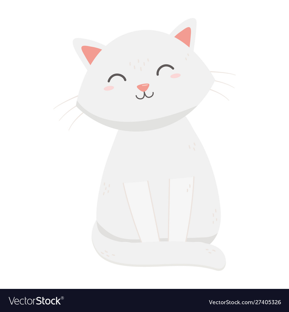 Funny White Cat Icon In Cartoon Style Stock Illustration