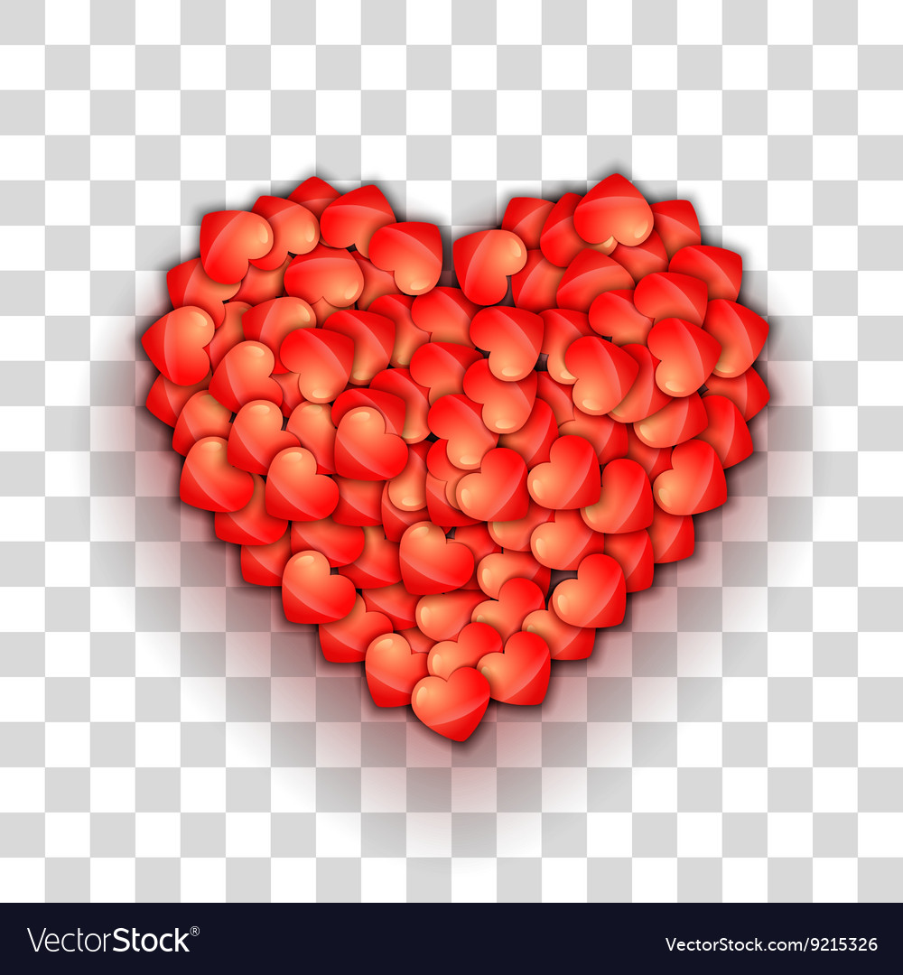 Heart shape of hearts on transparent grid