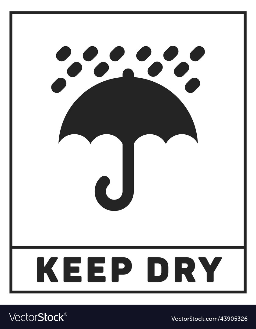 Keep dry sticker parcel sign with black umbrella Vector Image