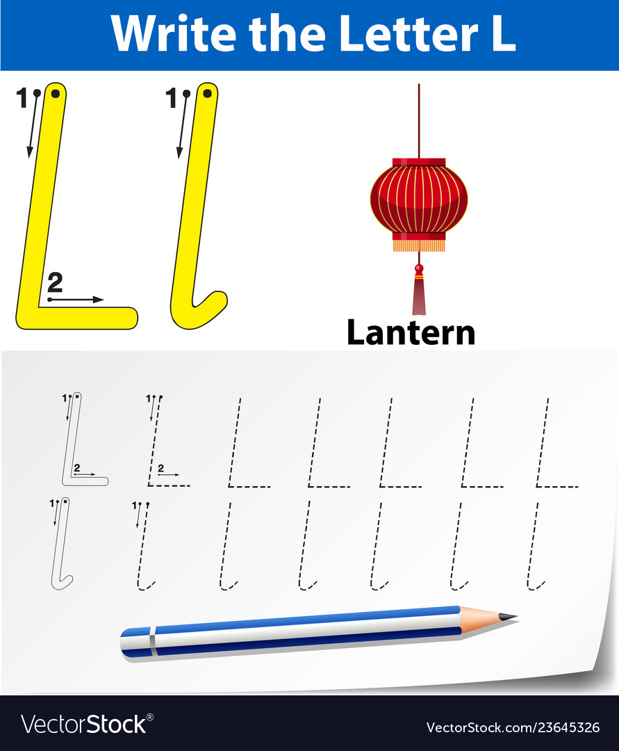 Letter l tracing alphabet worksheets vector image Letter l tracing alphabet worksheets