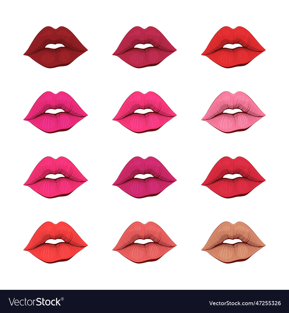 Lips color lipstick palette Royalty Free Vector Image