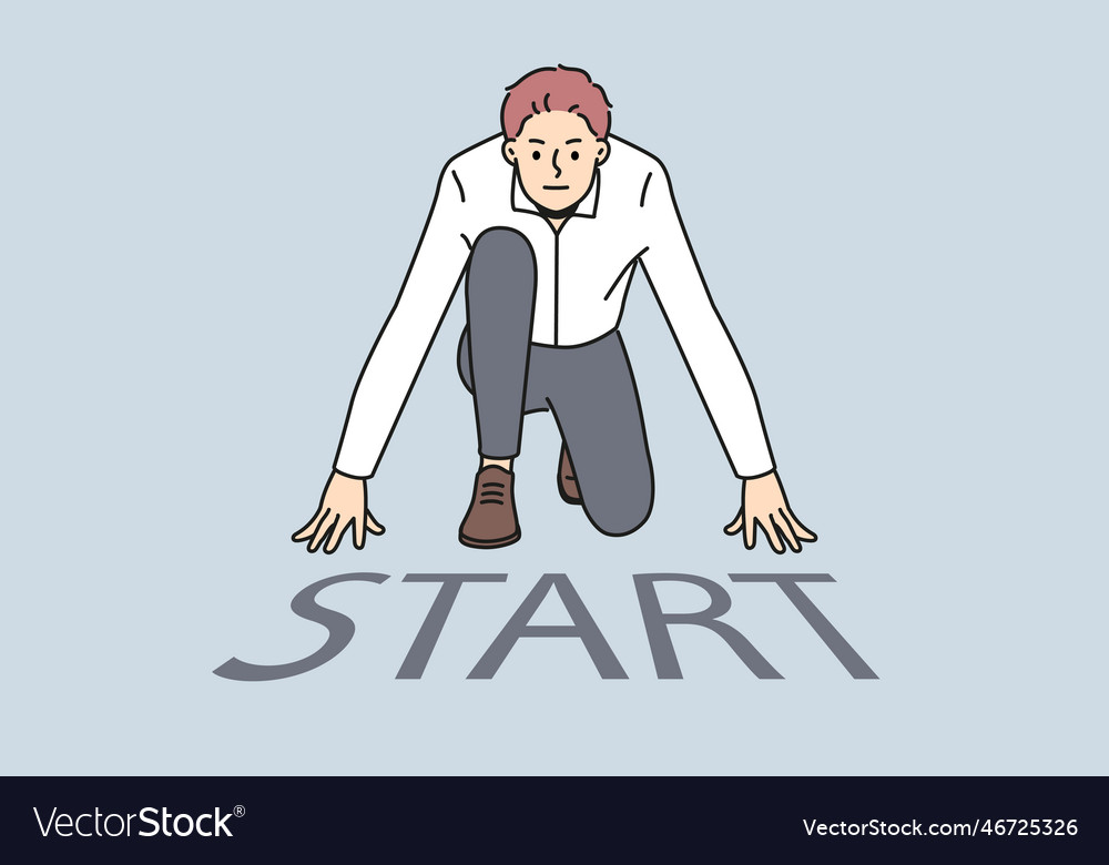 Motivated businessman get ready at start Vector Image