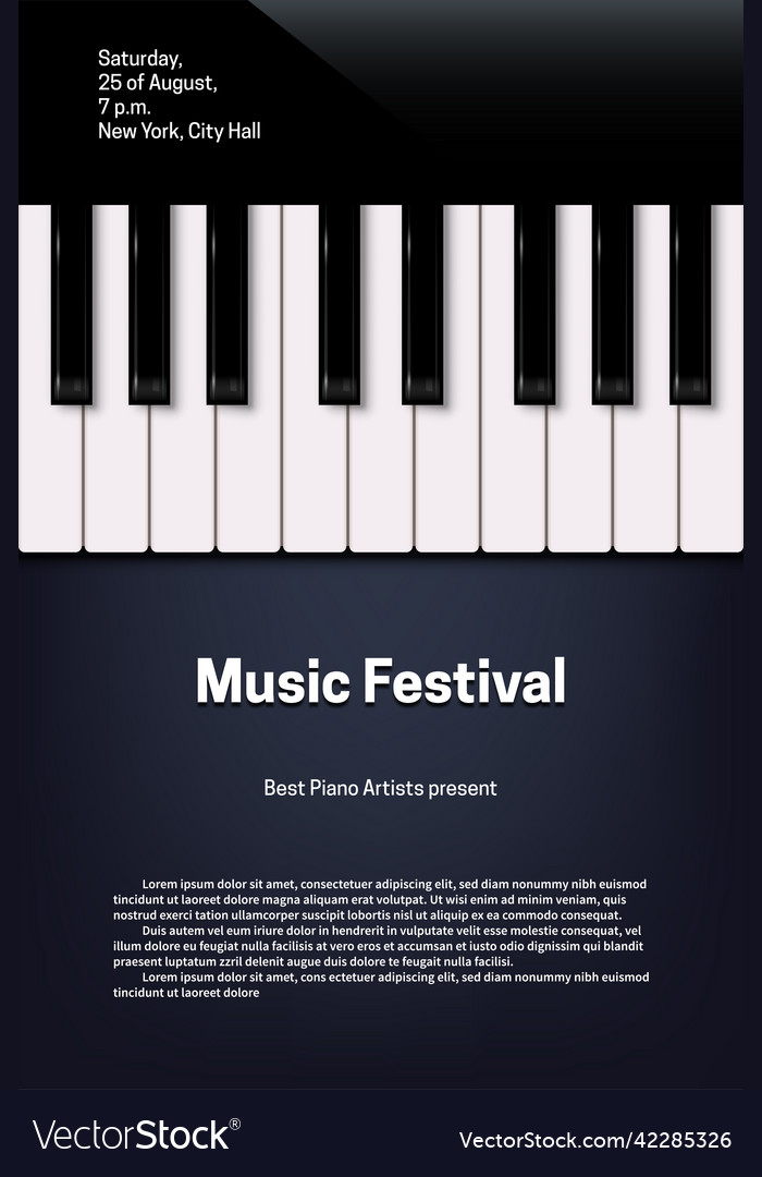 Music festival design template piano keys Vector Image