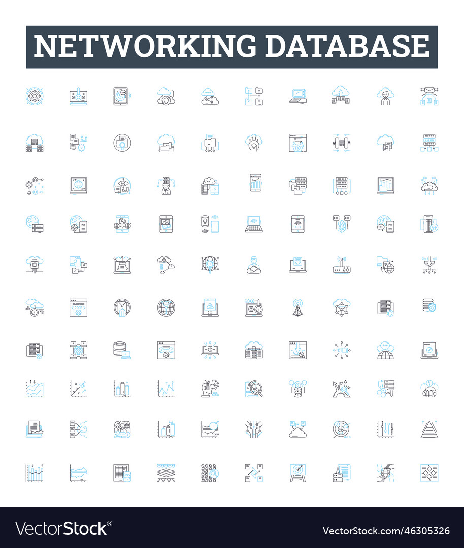 Networking database line icons set network vector image Networking database line icons set network