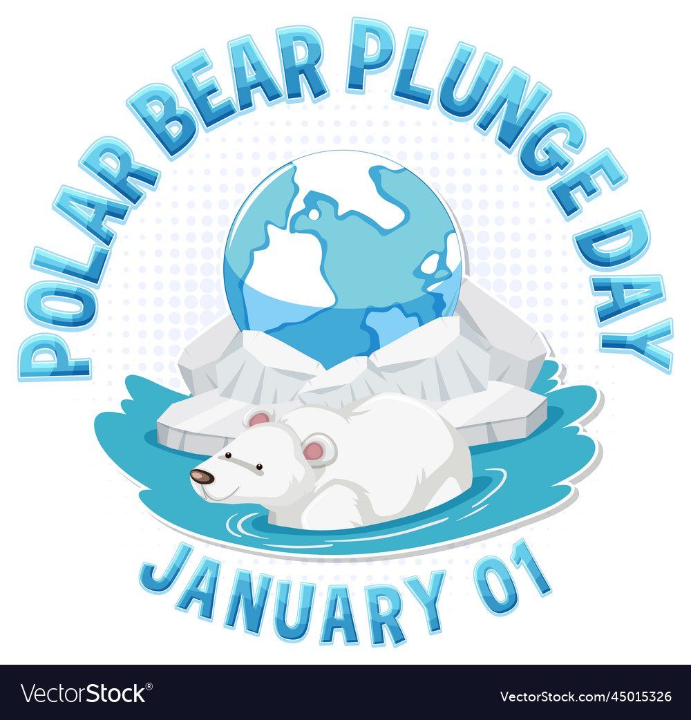 Polar bear plunge day banner design