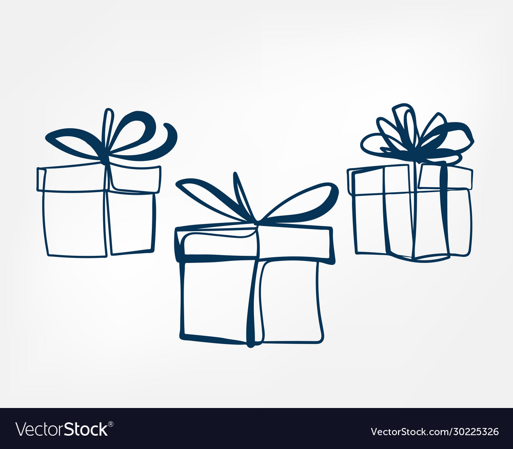 Present box one line isolated design element