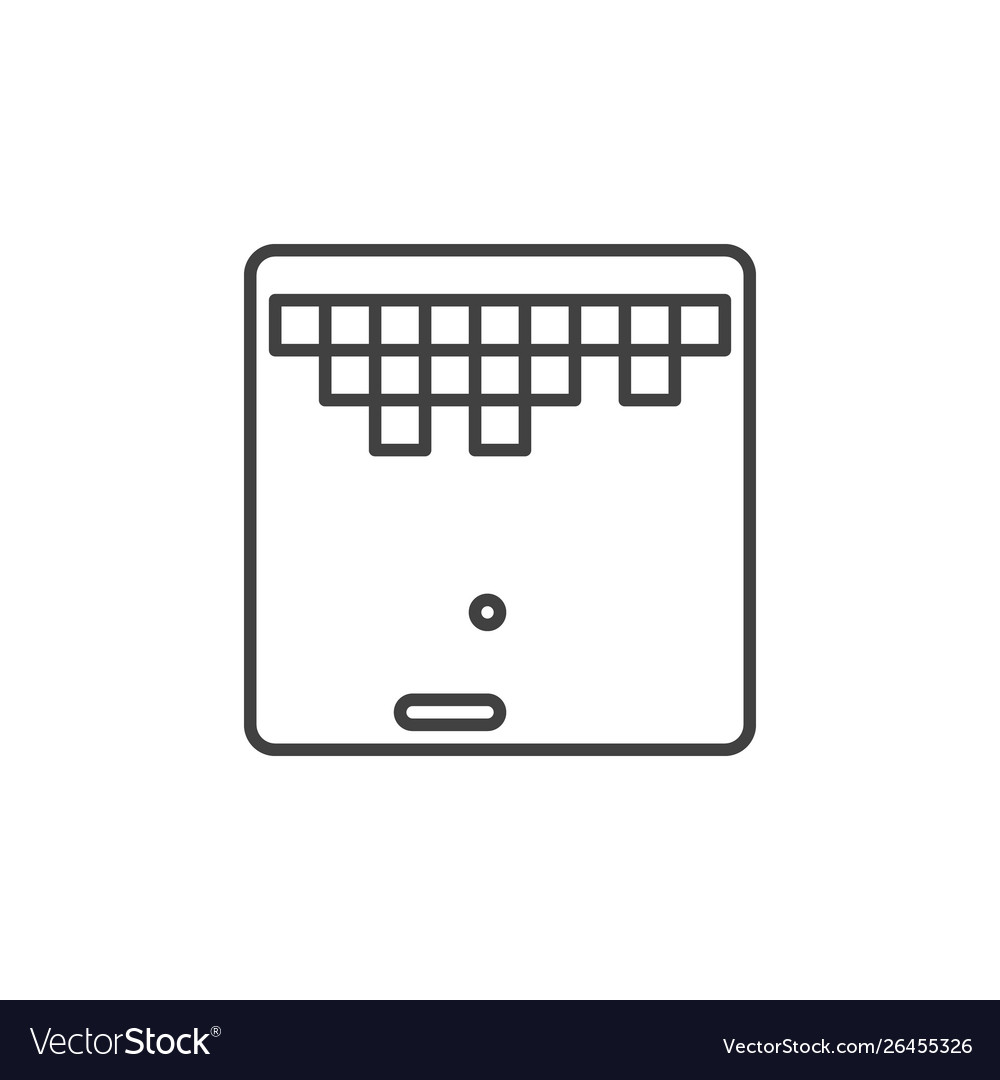 Retro computer game icon in thin line style vector image Retro computer game icon in thin line style