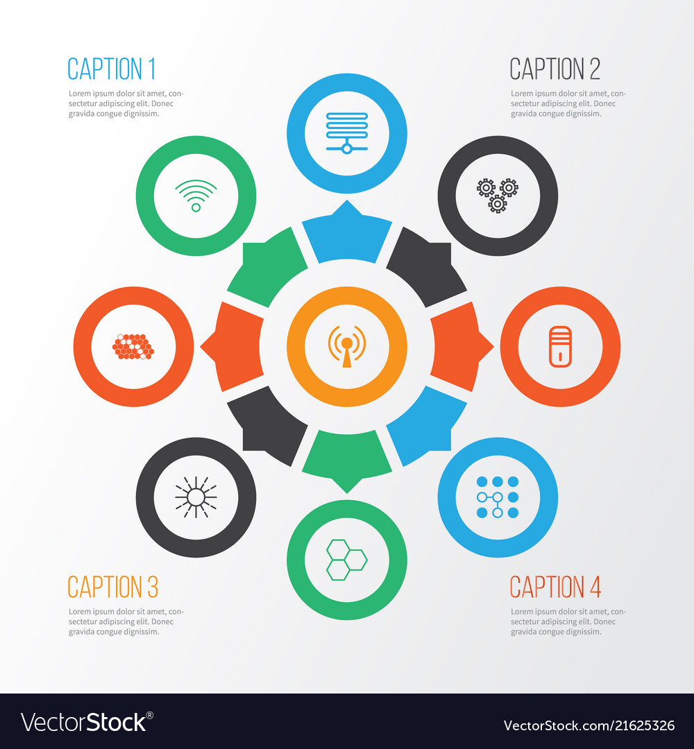 Robotics icons set with database wi-fi