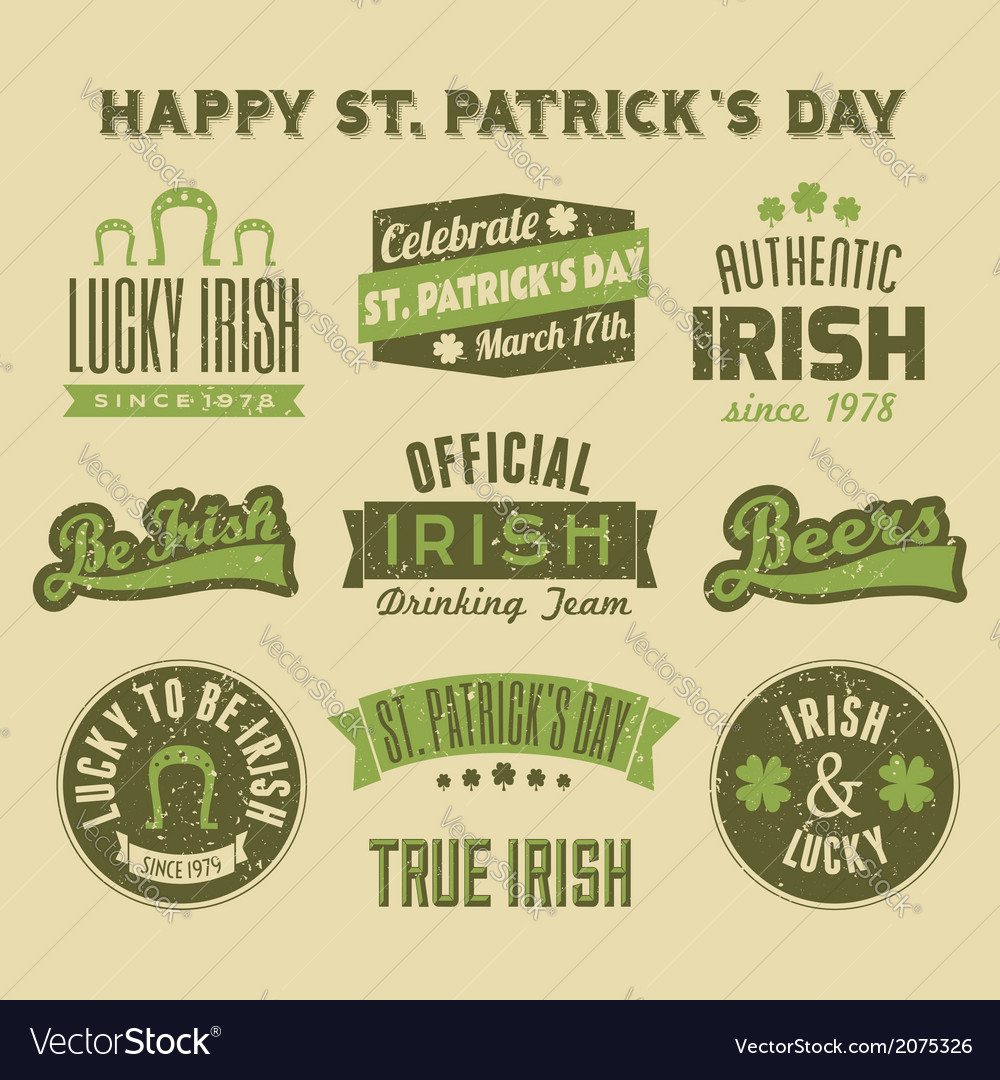 Saint patricks day vintage green design elements Vector Image