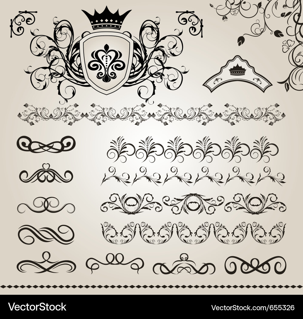Set floral design elements Royalty Free Vector Image