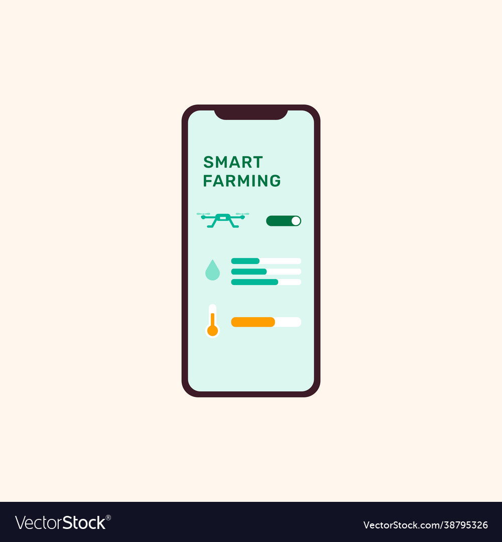Smart farming controller ui on smartphone screen vector image Smart farming controller ui on smartphone screen