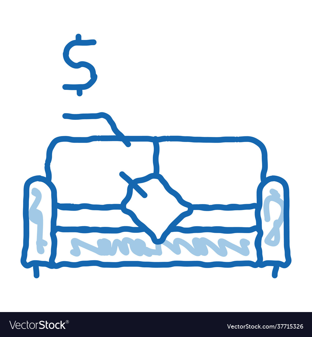 Sofa selling doodle icon hand drawn