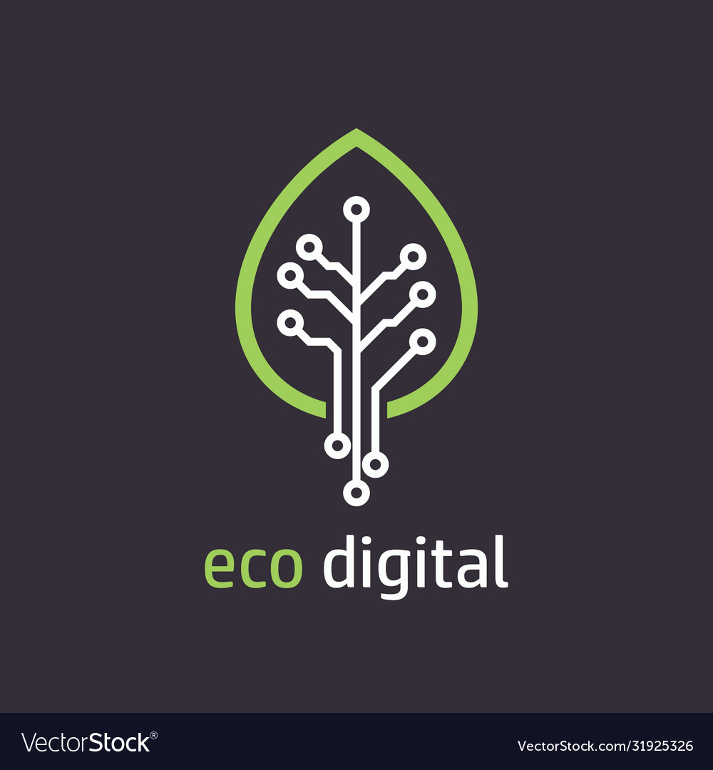 Tree leaf icon in digital style