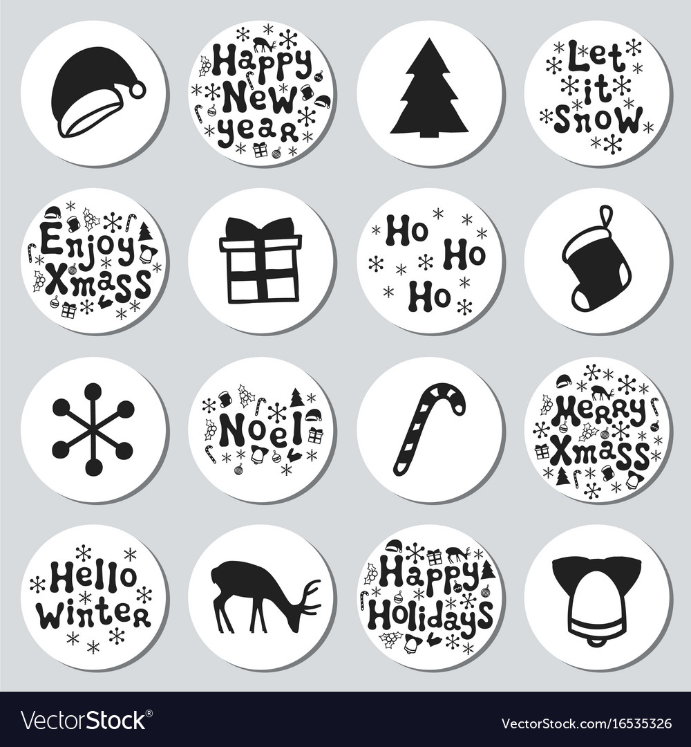 Year gift round stickers labels