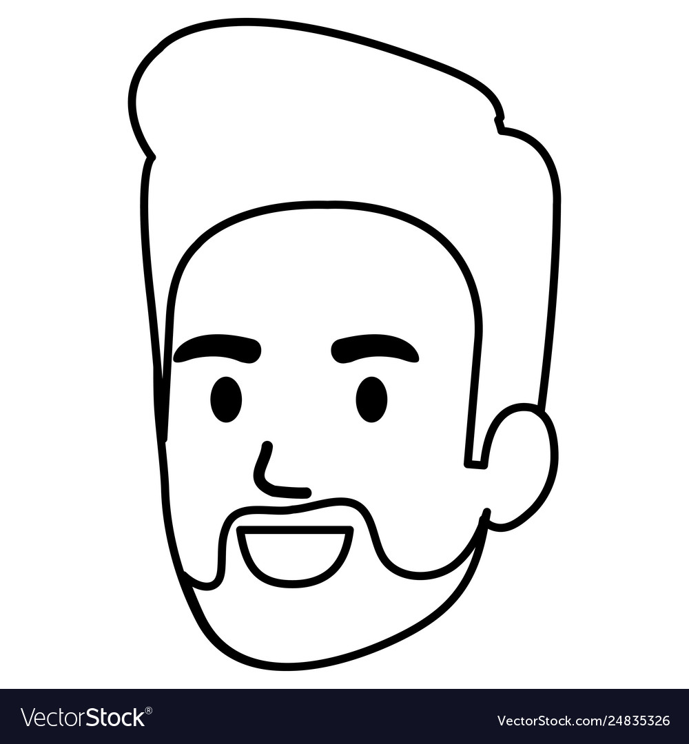 Young man head with beard avatar character