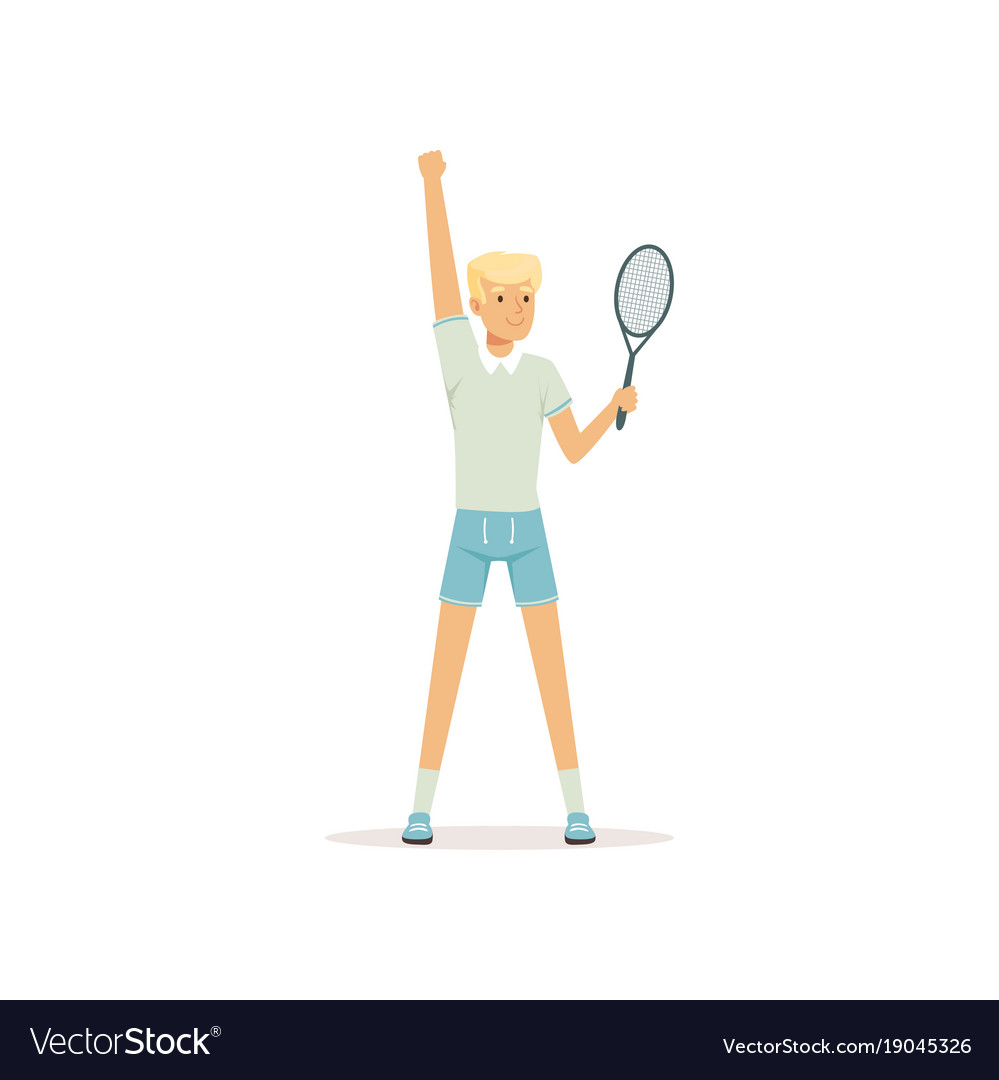 Young tennis player standing with racket in hand