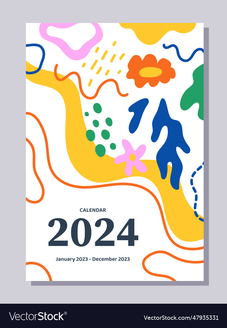 Abstract calendar cover 2024 concept Royalty Free Vector