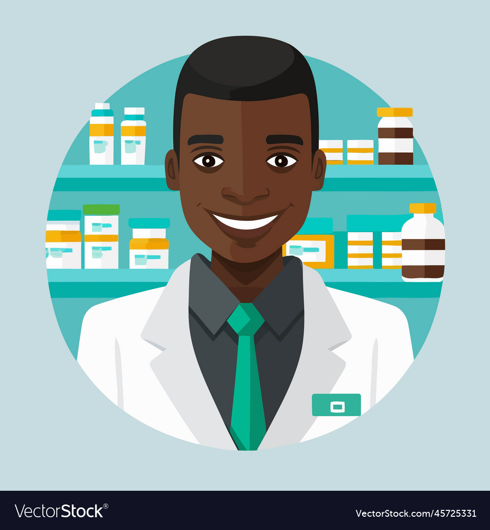 An adult black man working a pharmacist