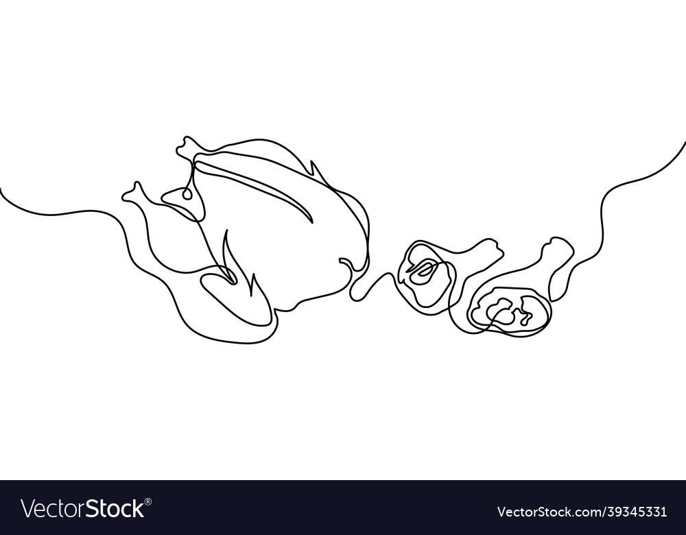 Chicken products continuous line drawing set one