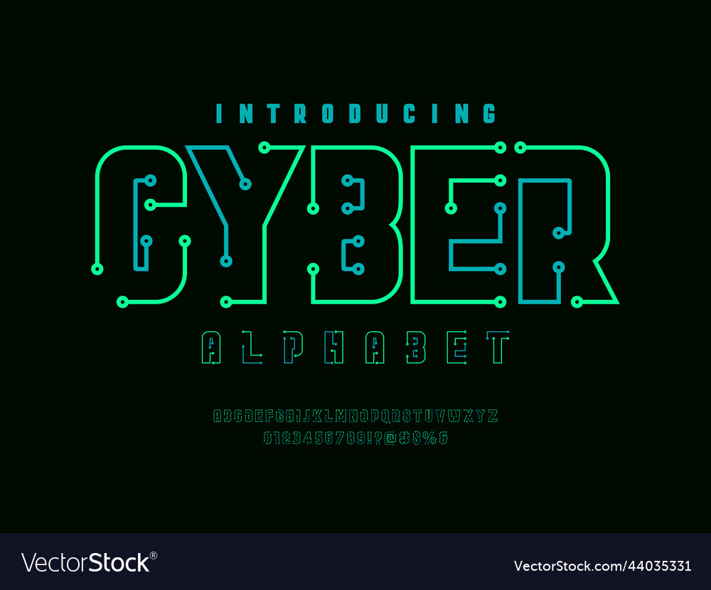 Circuit font royalty free vector image vectorstock