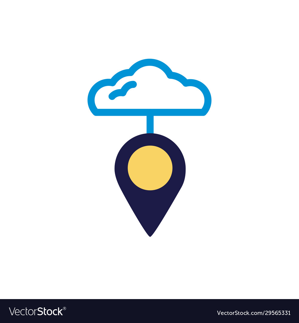 Cloud computing with pin location lineal color vector image Cloud computing with pin location lineal color