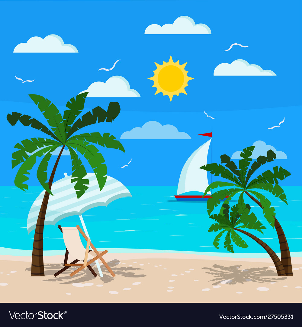 Comfortable chaise lounge with sun umbrella Vector Image