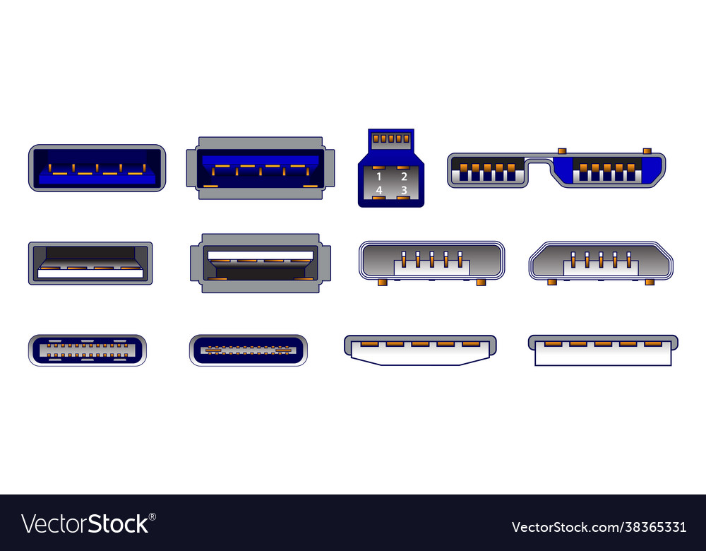 Computer connectors or usb universal connector Vector Image