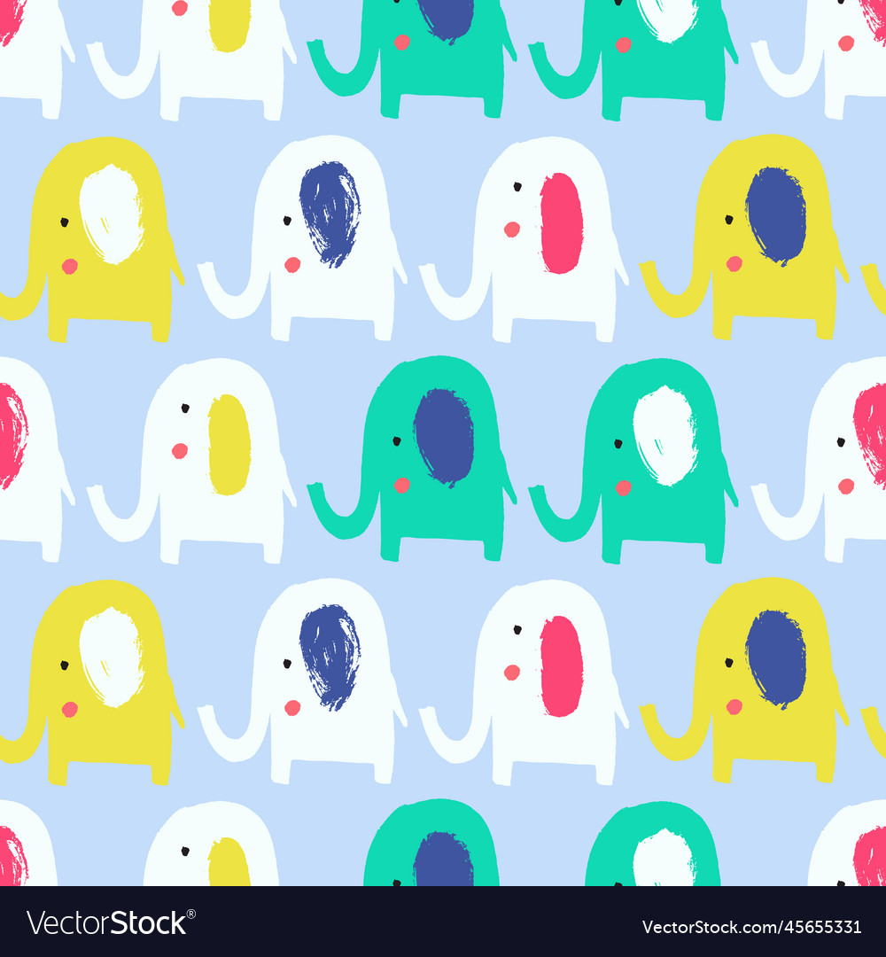 Cute elephant seamless background Royalty Free Vector Image