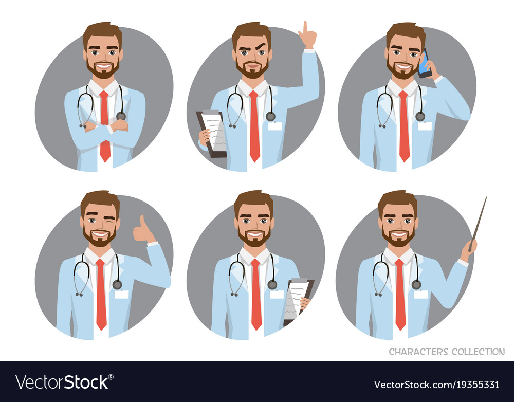 Doctor character set of poses