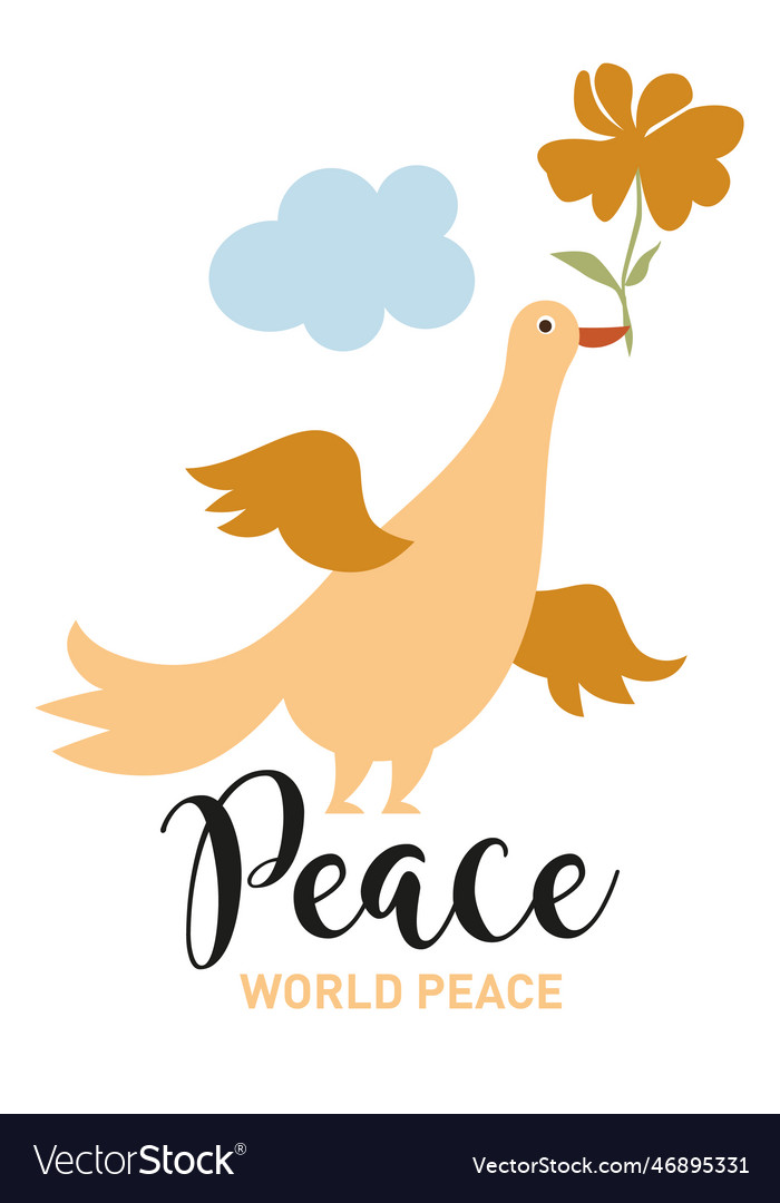 Dove of peace bird with flower Royalty Free Vector Image