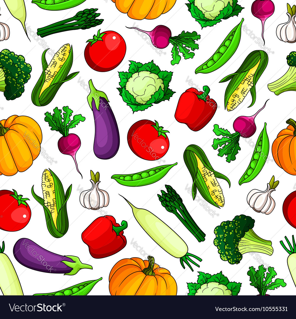 Farm vegetables seamless pattern background Vector Image