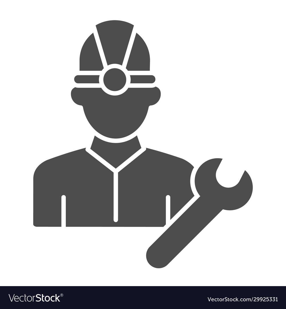 Fuel engineer solid icon oil miner man Royalty Free Vector