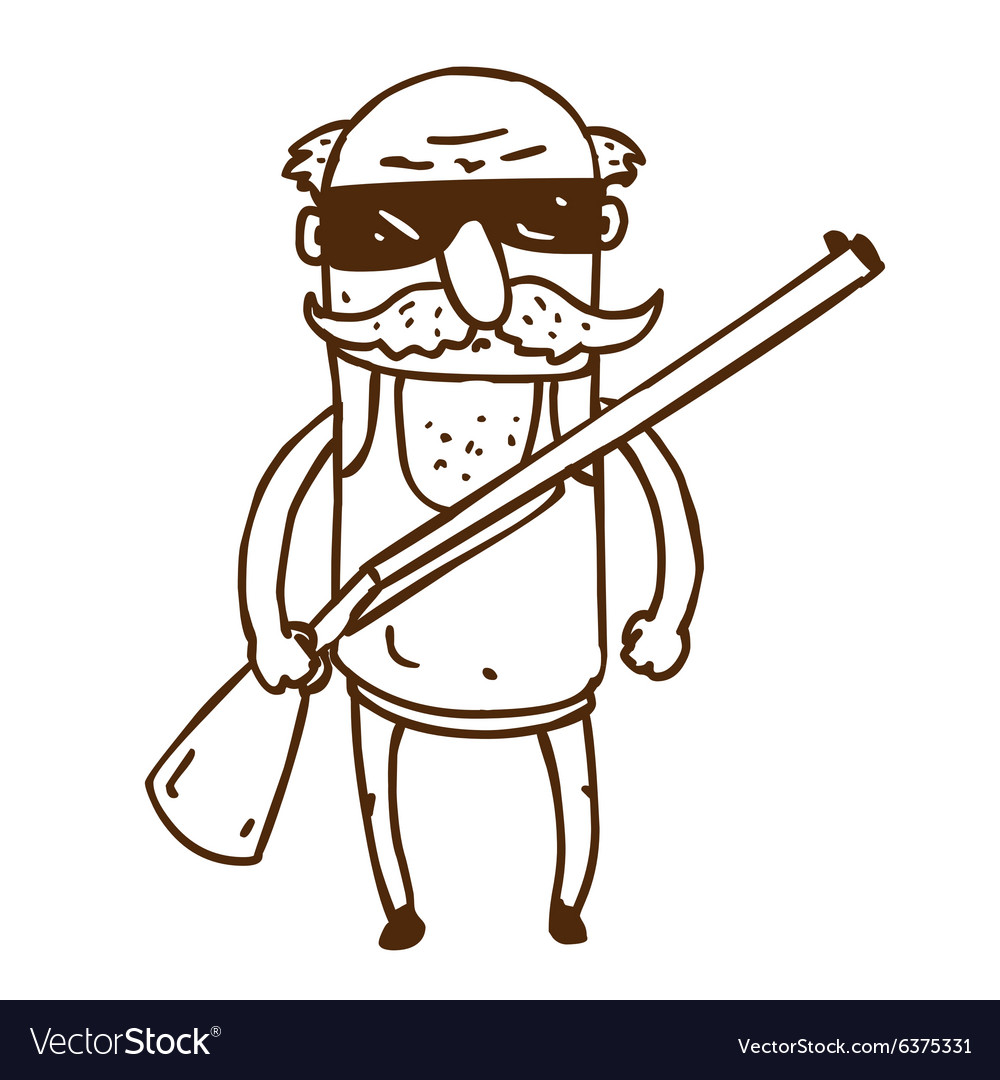 Hand drawn man with a rifle